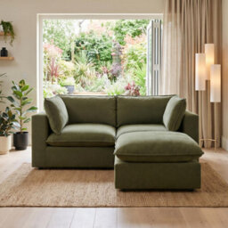 Furniturebox Uk Echo Green Linen-Look Fabric 2 Seater Modular Chaise Sofa - thumbnail 2