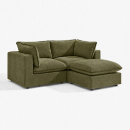 Furniturebox Uk Echo Green Linen-Look Fabric 2 Seater Modular Chaise Sofa - thumbnail 6