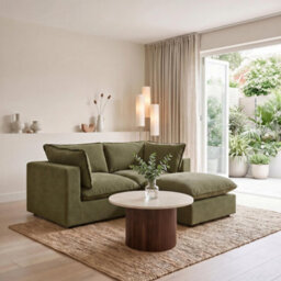 Furniturebox Uk Echo Green Linen-Look Fabric 2 Seater Modular Chaise Sofa - thumbnail 5