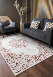 RugsX Carpet Allure 1961 Ornament, Frame - Structural, Stylish, Glamour White Pink 140X190 Cm - thumbnail 5