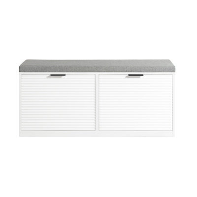 Sobuy Fsr147-W, Hallway Shoe Bench Shoe Rack Shoe Cabinet With Seat Cushion,white,w105Xd35Xh48 - image 1