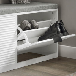 Sobuy Fsr147-W, Hallway Shoe Bench Shoe Rack Shoe Cabinet With Seat Cushion,white,w105Xd35Xh48 - thumbnail 6