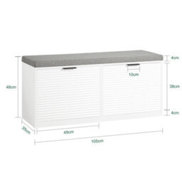 Sobuy Fsr147-W, Hallway Shoe Bench Shoe Rack Shoe Cabinet With Seat Cushion,white,w105Xd35Xh48 - thumbnail 3