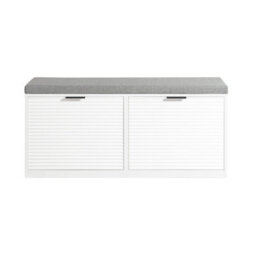 Sobuy Fsr147-W, Hallway Shoe Bench Shoe Rack Shoe Cabinet With Seat Cushion,white,w105Xd35Xh48 - thumbnail 1