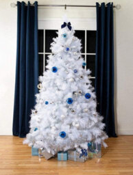 Shatchi 10Ft Christmas White Bushy Looking Artificial Tree Metal Stand - thumbnail 4