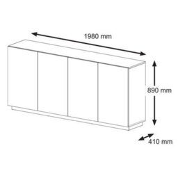 Arte Modern Aura Sideboard Cabinet H890mm W1980mm D410mm With Handleless Doors And Shelves In Oak Artisan & Black - thumbnail 4