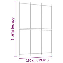 Berkfield 3-Panel Room Divider White 150X220 Cm Fabric - thumbnail 8