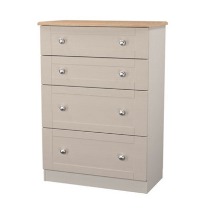 Santander Ready Assembled Matt Beige & Oak 4 Drawer Chest (H)1074mm (W)765mm (D)415mm - image 1