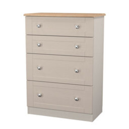 Santander Ready Assembled Matt Beige & Oak 4 Drawer Chest (H)1074mm (W)765mm (D)415mm - thumbnail 1
