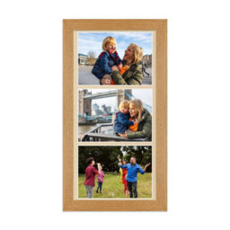 AK Frames 16X8 Oak Modern Multi Photo Frame With Ivory Mount - Holds 3 Apertures (3X) 7X5 Photos - thumbnail 1