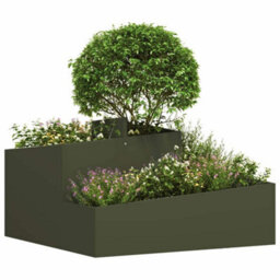 Berkfield Garden Planter Olive Green 80 X 80 X 50 Cm Cold-Rolled Steel - thumbnail 3