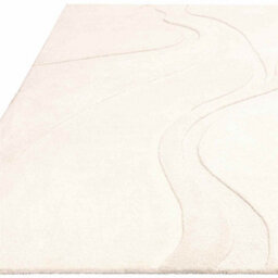 Cream Abstract Wool Modern Easy To Clean Handmade Dining Room Bedroom And Living Room Rug -120Cm X 170Cm - thumbnail 3