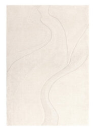 Cream Abstract Wool Modern Easy To Clean Handmade Dining Room Bedroom And Living Room Rug -120Cm X 170Cm - thumbnail 1