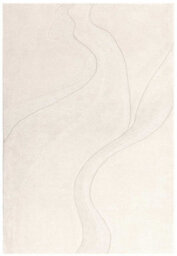 Cream Abstract Wool Modern Easy To Clean Handmade Dining Room Bedroom And Living Room Rug -120Cm X 170Cm - thumbnail 2