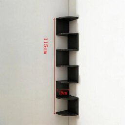 Black 7-Tier Corner Wall Shelf, Wall Mounted - thumbnail 2
