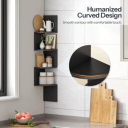 Black 7-Tier Corner Wall Shelf, Wall Mounted - thumbnail 4