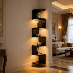 Black 7-Tier Corner Wall Shelf, Wall Mounted - thumbnail 5