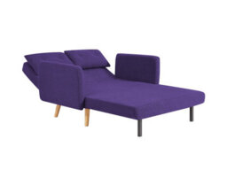 Mattress Guru Roxy Modern 2-Seater Loveseat Sofa, Convertible Fold-Out Sofabed, Borg Fabric, Purple - thumbnail 4