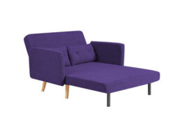 Mattress Guru Roxy Modern 2-Seater Loveseat Sofa, Convertible Fold-Out Sofabed, Borg Fabric, Purple - thumbnail 3