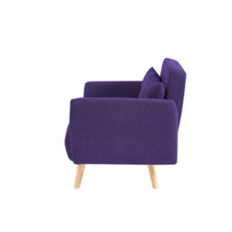 Mattress Guru Roxy Modern 2-Seater Loveseat Sofa, Convertible Fold-Out Sofabed, Borg Fabric, Purple - thumbnail 6