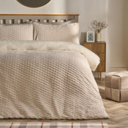 OHS Waffle Fleece Super King Duvet Cover With Pillowcase Thermal Soft Bedding Set - thumbnail 1