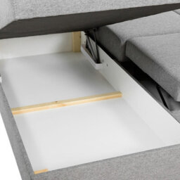 Wilma Large U Shape Corner Sofa Bed Has Storage Upholstered Back Wooden Legs Polyurethane Foam Black And Melange Right - thumbnail 5