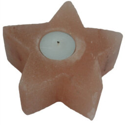 Serenityy Himalayan Crystal Salt Star Candle Holder - Natural Pink Tones, Unique Veins, Approx. 600G - thumbnail 4