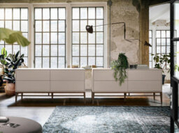 Angel Cerda Stylish Beige And Walnut Wood Sideboard For Modern Homes - thumbnail 2