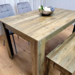 Kosy Koala Modern Rustic Dining Set With 2 Grey Velvet Chairs And 1 Bench Dining Room Furniture - thumbnail 8