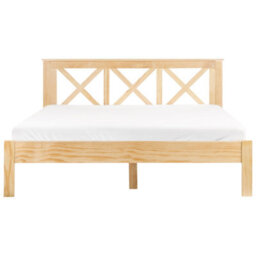 Beliani Bed Pine Wood Tannay 160 X 200 Cm (Eu King Size) Light Brown - thumbnail 4