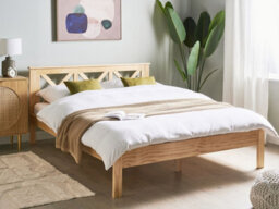 Beliani Bed Pine Wood Tannay 160 X 200 Cm (Eu King Size) Light Brown - thumbnail 2