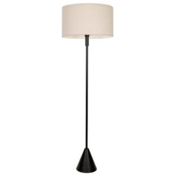 Valuelights Mitch Boucle Drum Lamp Shade Black Stem Triangle Floor Lamp - thumbnail 2