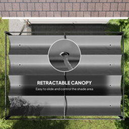 Outsunny 4 X 3M Metal Pergola Gazebo Patio Sun Shelter Retractable Canopy Grey - thumbnail 6
