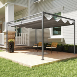 Outsunny 4 X 3M Metal Pergola Gazebo Patio Sun Shelter Retractable Canopy Grey - thumbnail 7