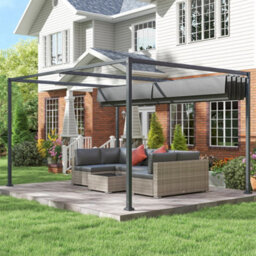 Outsunny 4 X 3M Metal Pergola Gazebo Patio Sun Shelter Retractable Canopy Grey - thumbnail 8
