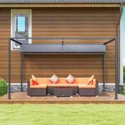 Outsunny 4 X 3M Metal Pergola Gazebo Patio Sun Shelter Retractable Canopy Grey - thumbnail 9