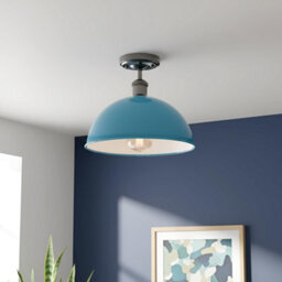 Industrial-Semi Flush Mount Vintage Ceiling Light Metal 30Cm Dome Lampshade Mini Pendant Lighting  For Living Room - thumbnail 7