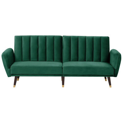 Beliani Sofa Bed 3 Seater Vimmerby Velvet Emerald Green - image 1