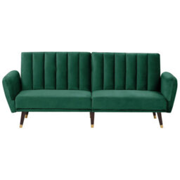 Beliani Sofa Bed 3 Seater Vimmerby Velvet Emerald Green