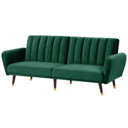 Beliani Sofa Bed 3 Seater Vimmerby Velvet Emerald Green - thumbnail 4