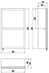 Affine Bathroom Mirror Cabinet Single Door Cupboard Stainless Steel Wall Mounted 300X500mm - thumbnail 8