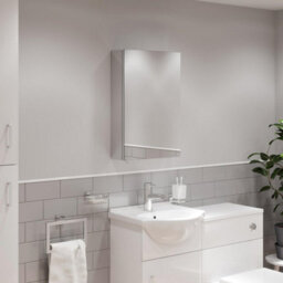 Affine Bathroom Mirror Cabinet Single Door Cupboard Stainless Steel Wall Mounted 300X500mm - thumbnail 5