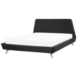 Beliani Bed Velvet Vienne 180 X 200 Cm (Eu Super King) Black - thumbnail 1