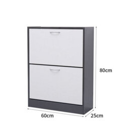 Avc Designs 2 Drawer Shoe Storage Cabinet Wooden Freestanding Footwear Rack Unit For Hallway Or Entryway (Grey & White) - thumbnail 9
