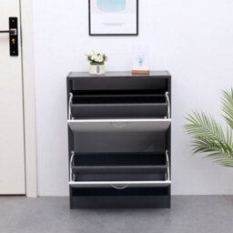 Avc Designs 2 Drawer Shoe Storage Cabinet Wooden Freestanding Footwear Rack Unit For Hallway Or Entryway (Grey & White) - thumbnail 4