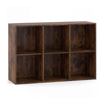 Brown 6 Cube Bookcase Modern Horizontal/vertical Bookshelf Display Rack Organizer - image 1