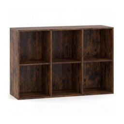 Brown 6 Cube Bookcase Modern Horizontal/vertical Bookshelf Display Rack Organizer - thumbnail 1