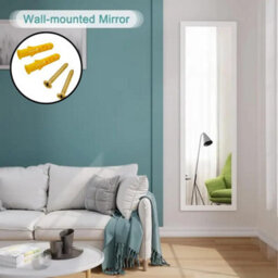 Trendi 48 Inch Long Wall Mirror Over Door Full Length Bedroom Bathroom Hanging Dress Mirror (White) - thumbnail 2