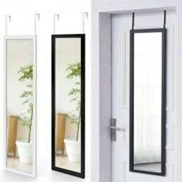 Trendi 48 Inch Long Wall Mirror Over Door Full Length Bedroom Bathroom Hanging Dress Mirror (White)