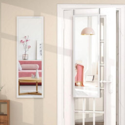 Trendi 48 Inch Long Wall Mirror Over Door Full Length Bedroom Bathroom Hanging Dress Mirror (White) - thumbnail 4